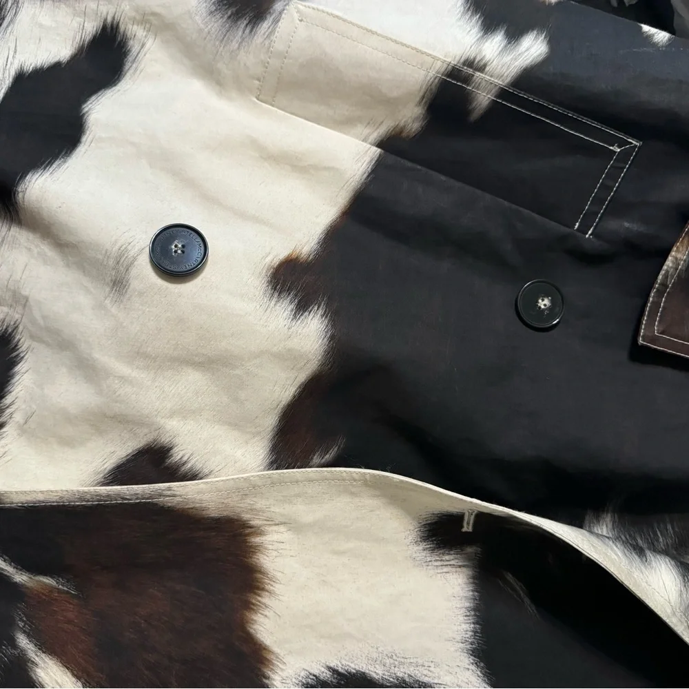 STELLA MCCARTNEY OFF-WHITE COW PRINT LEANNA TRENCH COAT sz38 - Picture 9 of 9